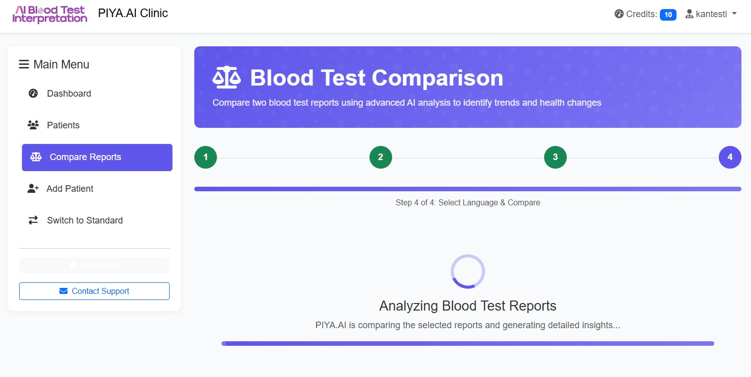 Skrini ya kuchakata PIYA.AI inayoonyesha uchanganuzi wa AI ukiendelea na kiashirio cha upakiaji