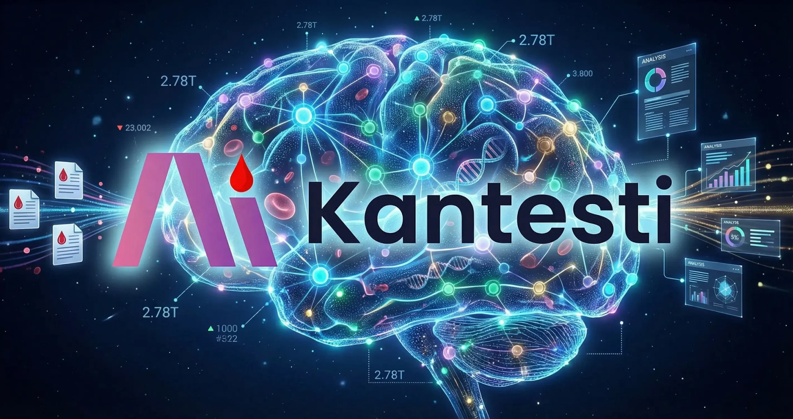 Kantesti AI血液检测分析系统采用先进的2.78万亿参数神经网络可视化技术，临床准确率高达98.7%。