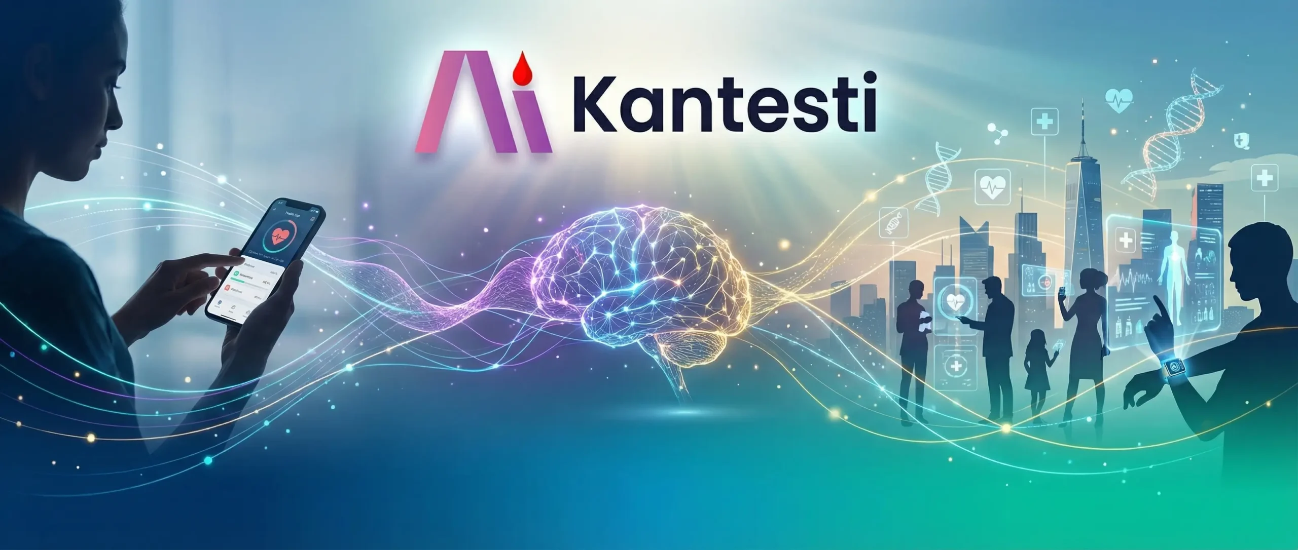 Kantesti愿景的鼓舞人心的未来主义可视化：用于AI驱动的医疗创新，以及AI血液检测分析技术的演进